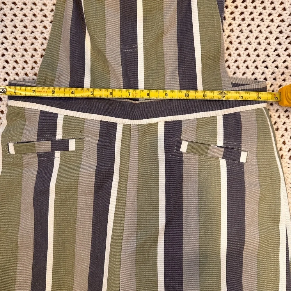 SAINT GERALDINE WOMENS Striped Overalls with Blue and Green Accents SMALL